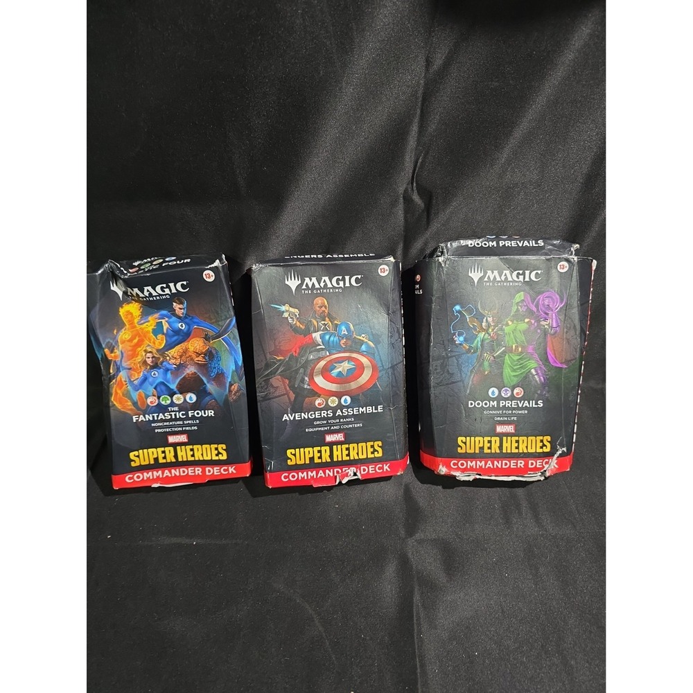 Magic MTG Marvel Super Heroes 3 Commander Decks Avengers Doom Fantastic 4 SDCC